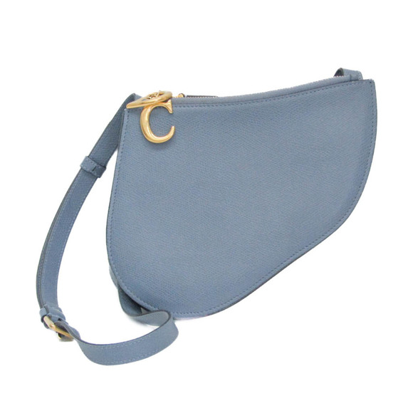 Christian Dior Saddle Women's Leather Shoulder Bag Light Blue Gray - Picture 1 of 10